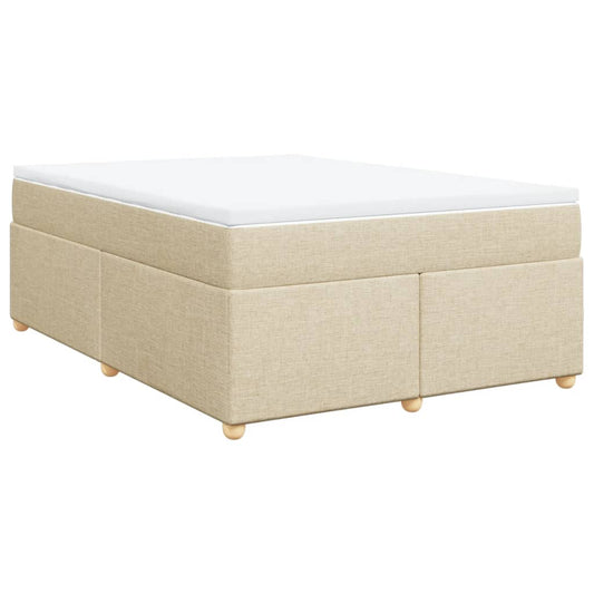 vidaXL Κρεβάτι Boxspring με Στρώμα Κρεμ 160x200 εκ. Υφασμάτινο