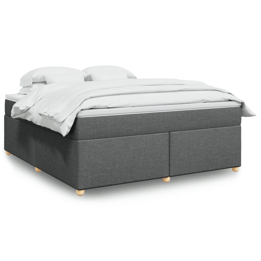 vidaXL Κρεβάτι Boxspring με Στρώμα Σκούρο Γκρι 180x200 εκ Υφασμάτιν