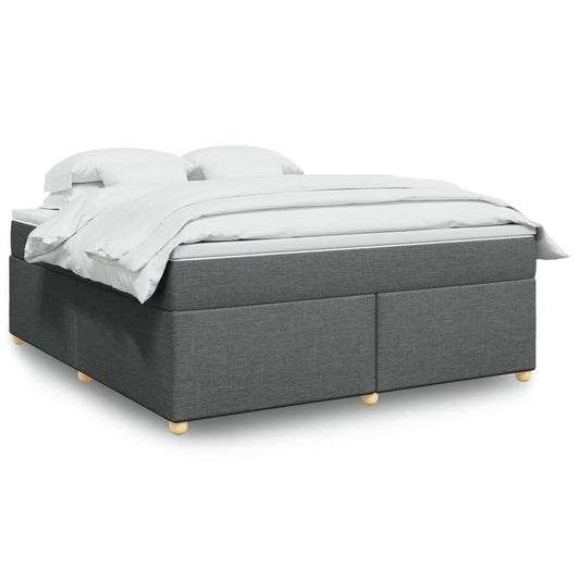 vidaXL Κρεβάτι Boxspring με Στρώμα Σκούρο Γκρι 180x200 εκ Υφασμάτιν