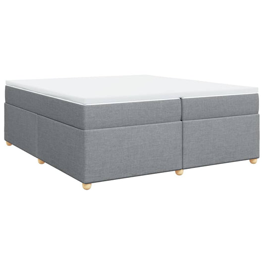 vidaXL Κρεβάτι Boxspring με Στρώμα Ανοιχτό Γκρι 200x200 εκ. Υφασμάτινο