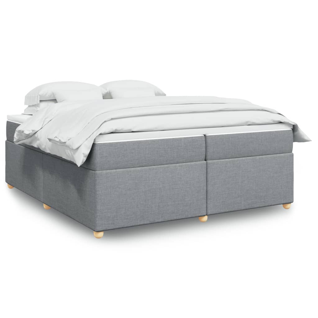 vidaXL Κρεβάτι Boxspring με Στρώμα Ανοιχτό Γκρι 200x200 εκ. Υφασμάτινο