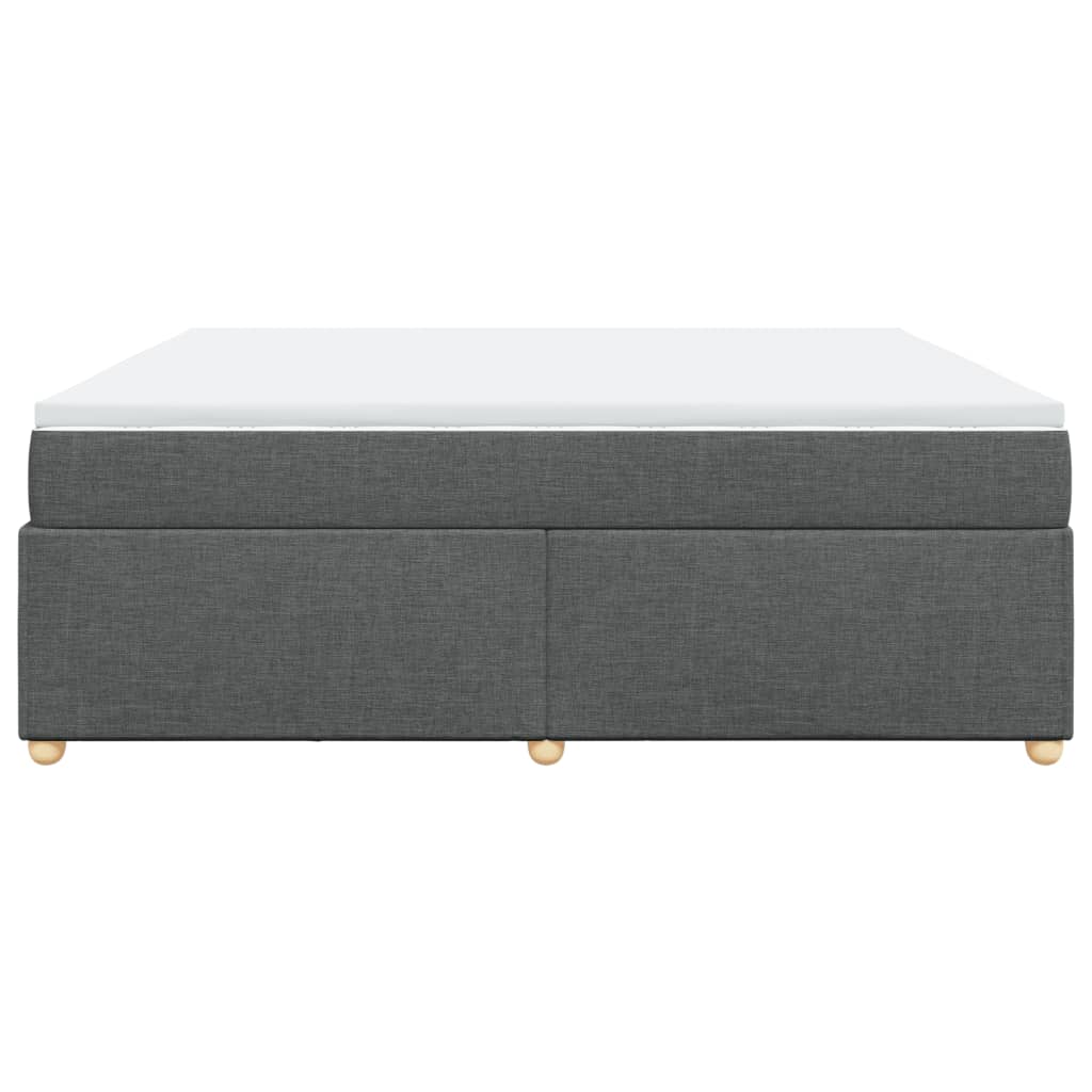 vidaXL Κρεβάτι Boxspring με Στρώμα Σκούρο Γκρι 200x200 εκ. Υφασμάτινο
