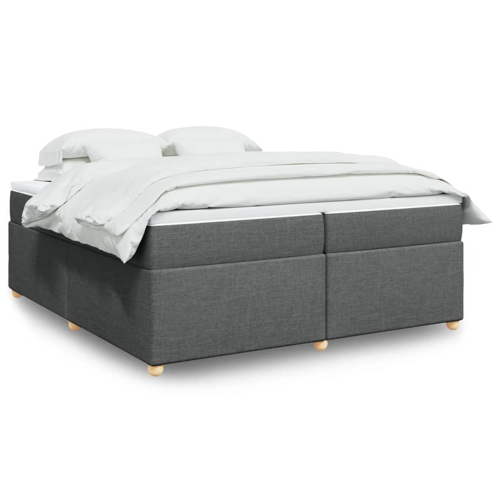 vidaXL Κρεβάτι Boxspring με Στρώμα Σκούρο Γκρι 200x200 εκ. Υφασμάτινο