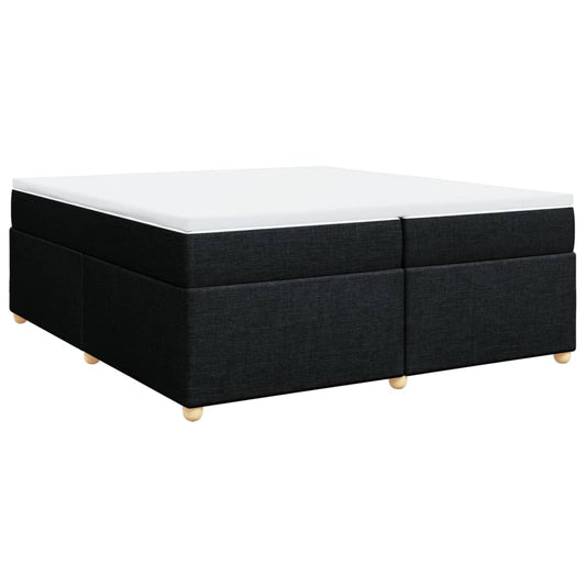 vidaXL Κρεβάτι Boxspring με Στρώμα Μαύρο 200x200 εκ. Υφασμάτινο