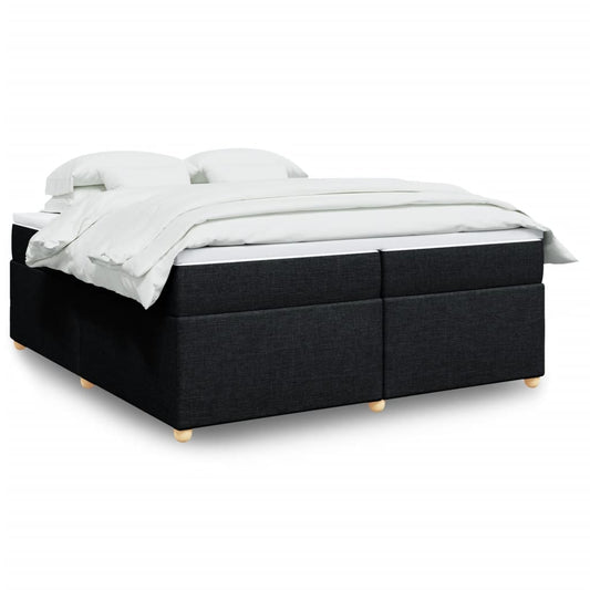 vidaXL Κρεβάτι Boxspring με Στρώμα Μαύρο 200x200 εκ. Υφασμάτινο