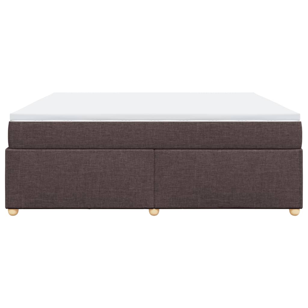 vidaXL Κρεβάτι Boxspring με Στρώμα Σκούρο Καφέ 200x200 εκ. Υφασμάτινο