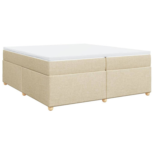 vidaXL Κρεβάτι Boxspring με Στρώμα Κρεμ 200x200 εκ. Υφασμάτινο