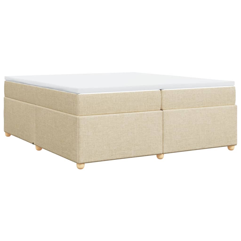 vidaXL Κρεβάτι Boxspring με Στρώμα Κρεμ 200x200 εκ. Υφασμάτινο