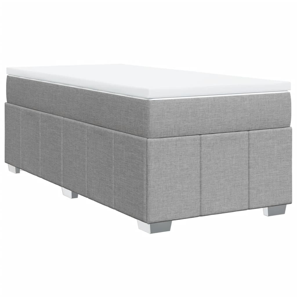 vidaXL Κρεβάτι Boxspring με Στρώμα Ανοιχτό Γκρι 90x190 εκ. Υφασμάτινο