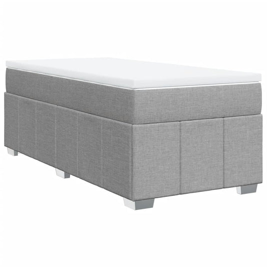vidaXL Κρεβάτι Boxspring με Στρώμα Ανοιχτό Γκρι 90x190 εκ. Υφασμάτινο
