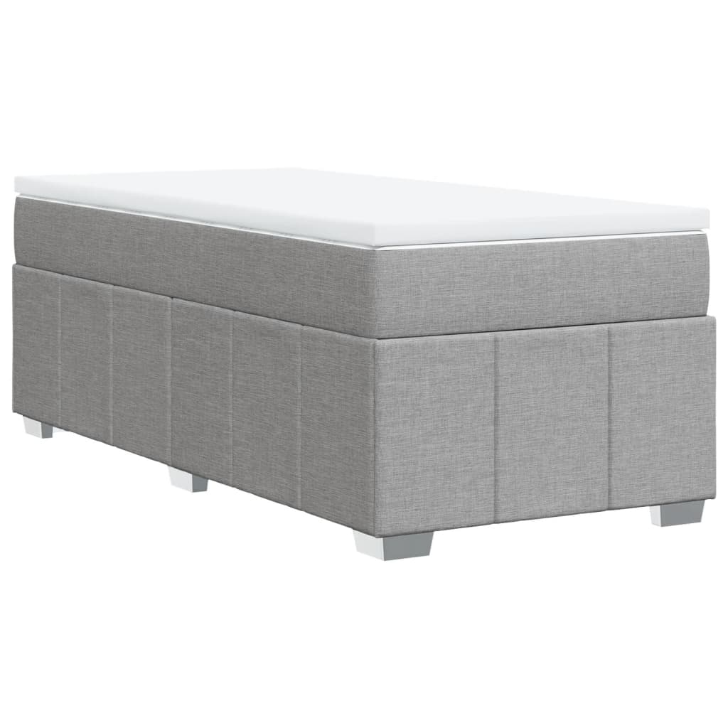 vidaXL Κρεβάτι Boxspring με Στρώμα Ανοιχτό Γκρι 90x190 εκ. Υφασμάτινο