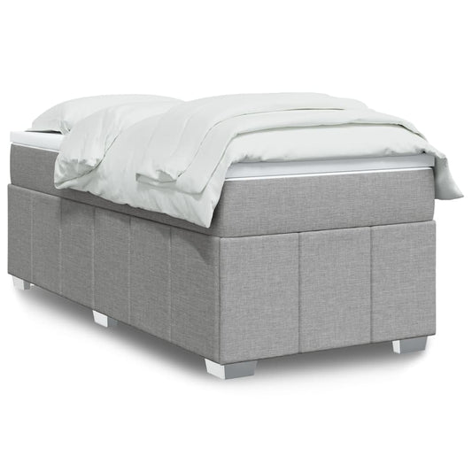 vidaXL Κρεβάτι Boxspring με Στρώμα Ανοιχτό Γκρι 90x190 εκ. Υφασμάτινο