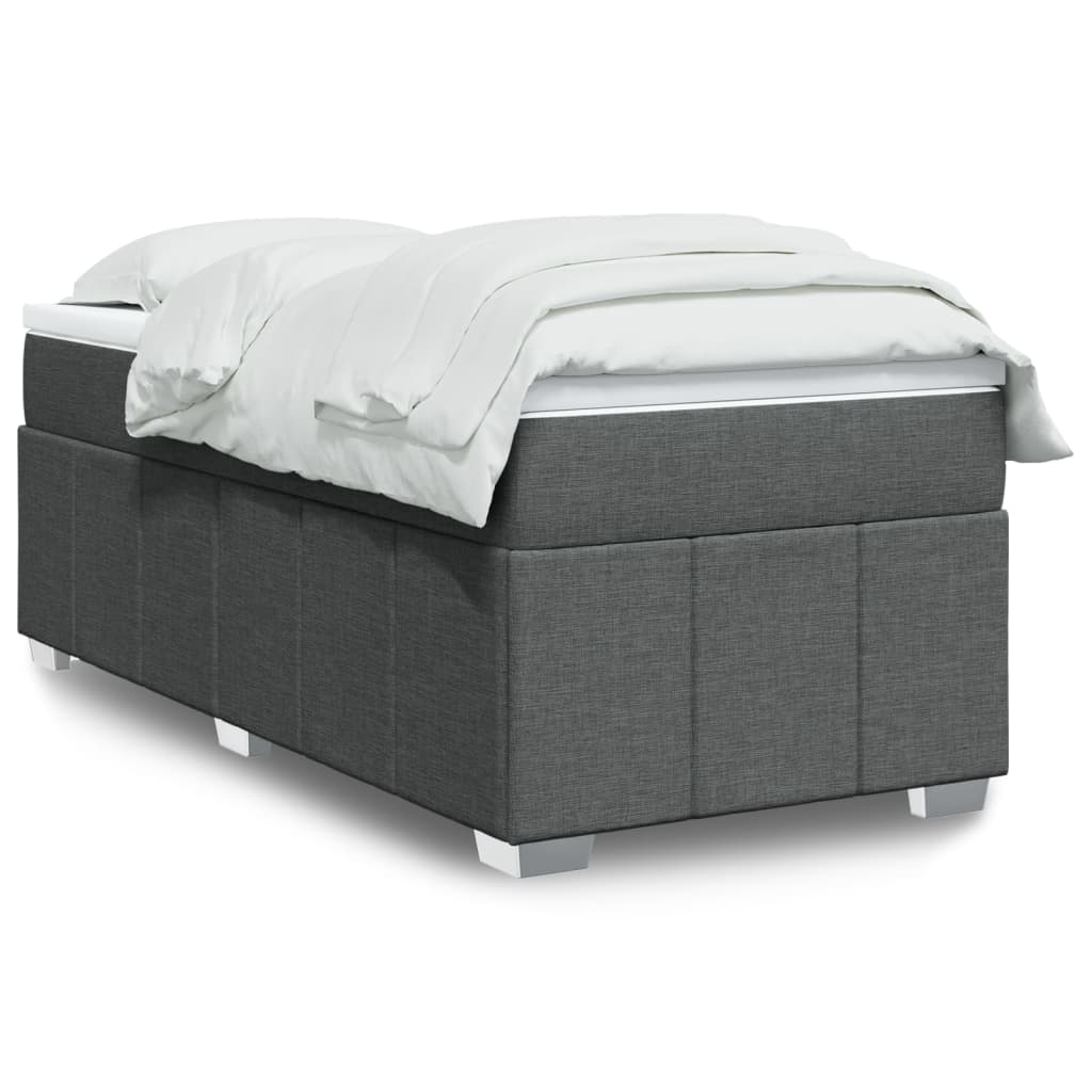 vidaXL Κρεβάτι Boxspring με Στρώμα Σκούρο Γκρι 90x190 εκ. Υφασμάτινο