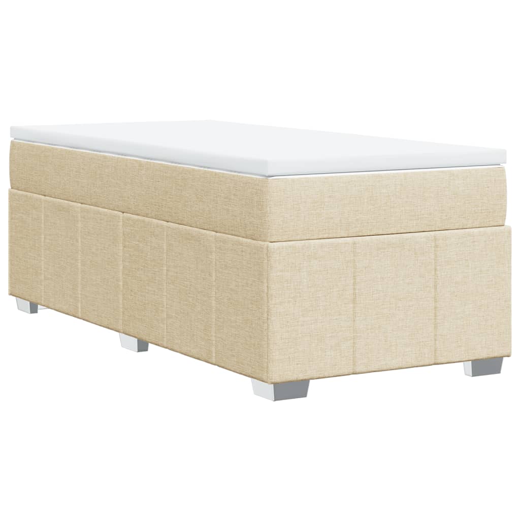vidaXL Κρεβάτι Boxspring με Στρώμα Κρεμ 90x190 εκ.Υφασμάτινο