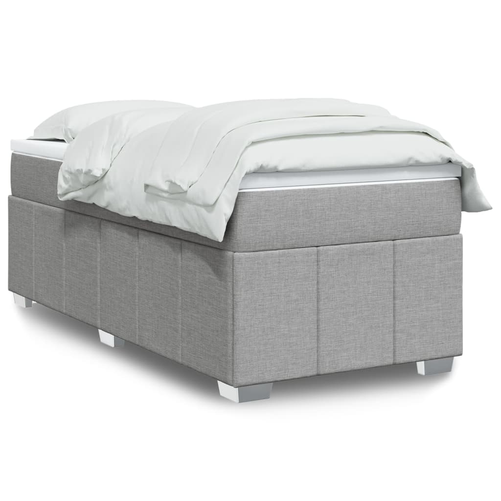 vidaXL Κρεβάτι Boxspring με Στρώμα Ανοιχτό Γκρι 90x200 εκ. Υφασμάτινο