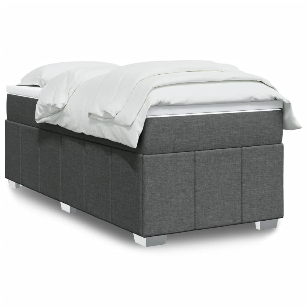 vidaXL Κρεβάτι Boxspring με Στρώμα Σκούρο Γκρι 90x200 εκ. Υφασμάτινο