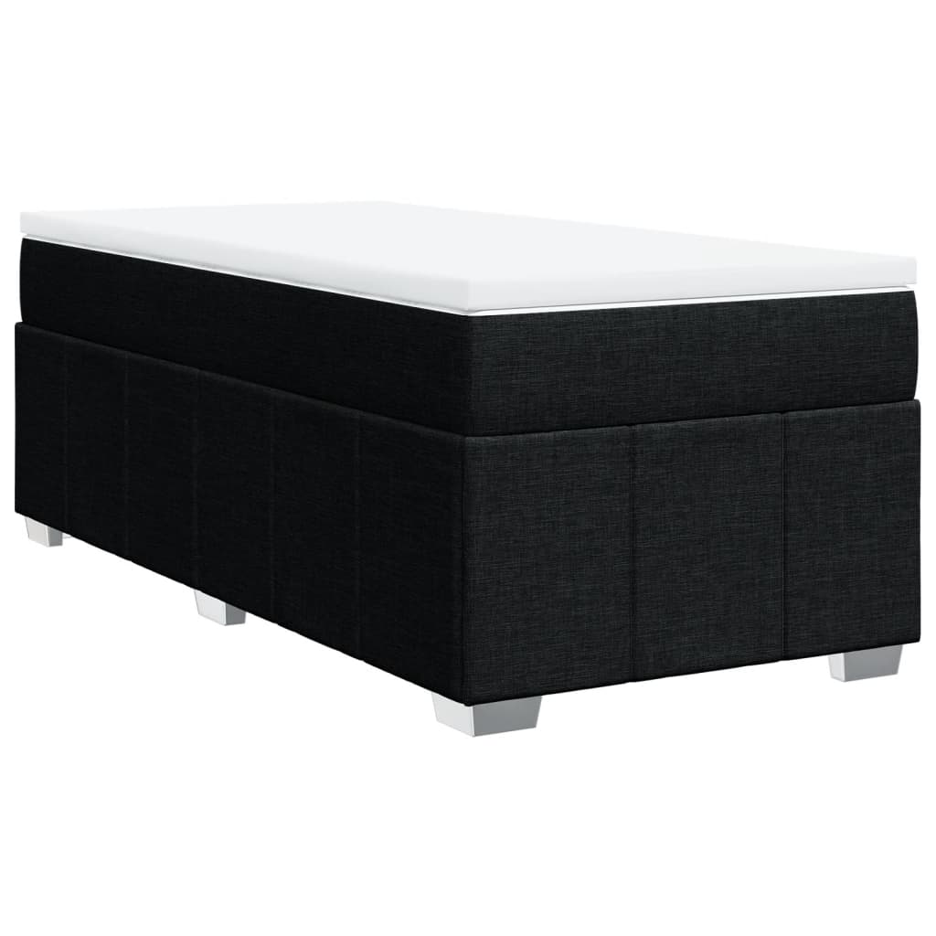 vidaXL Κρεβάτι Boxspring με Στρώμα Μαύρο 90x200 εκ. Υφασμάτινο