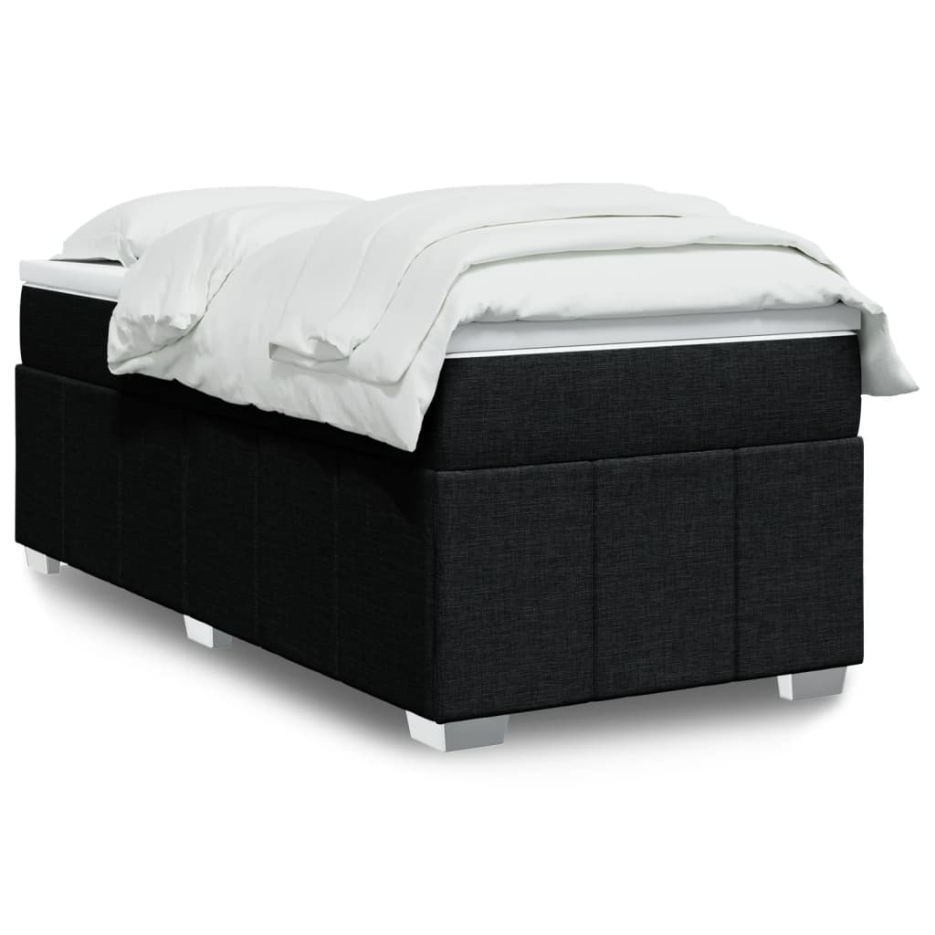 vidaXL Κρεβάτι Boxspring με Στρώμα Μαύρο 90x200 εκ. Υφασμάτινο