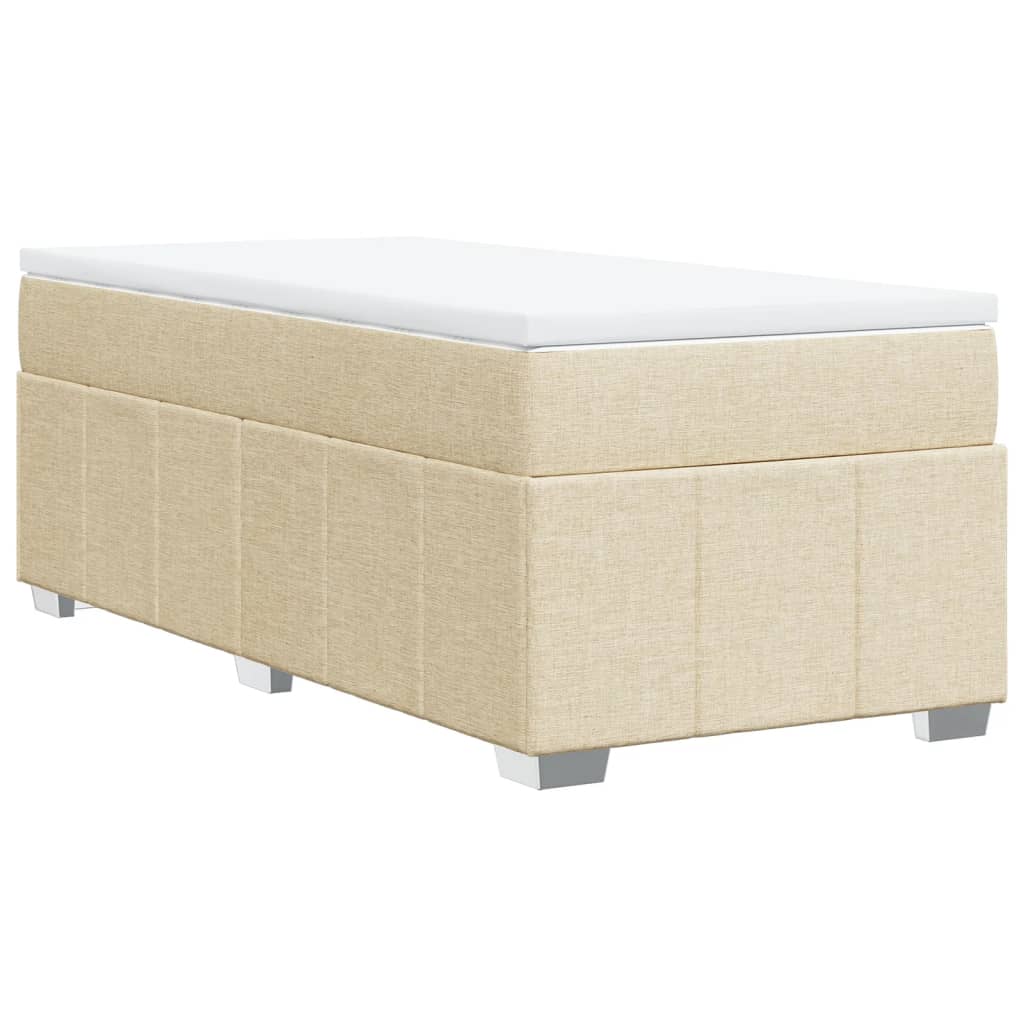 vidaXL Κρεβάτι Boxspring με Στρώμα Κρεμ 90x200 εκ.Υφασμάτινο