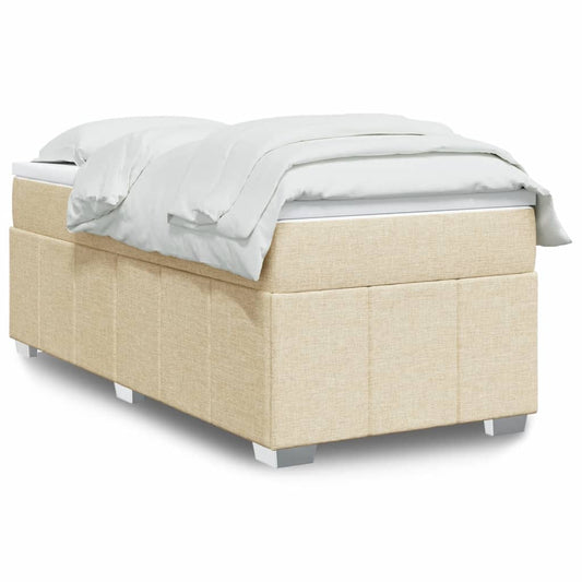 vidaXL Κρεβάτι Boxspring με Στρώμα Κρεμ 90x200 εκ.Υφασμάτινο