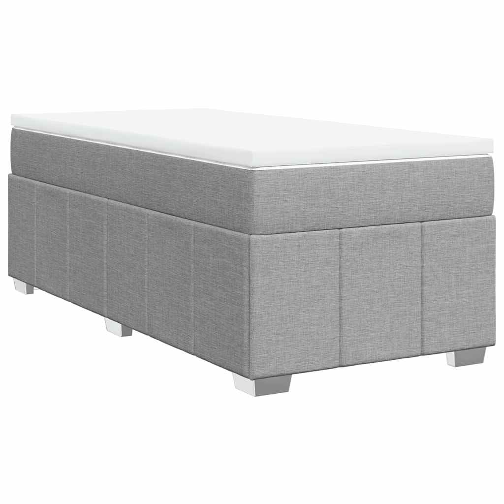 vidaXL Κρεβάτι Boxspring με Στρώμα Ανοιχτό Γκρι 100x200 εκ. Υφασμάτινο