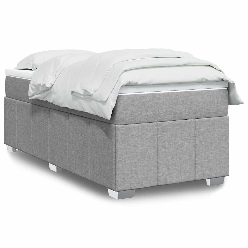vidaXL Κρεβάτι Boxspring με Στρώμα Ανοιχτό Γκρι 100x200 εκ. Υφασμάτινο
