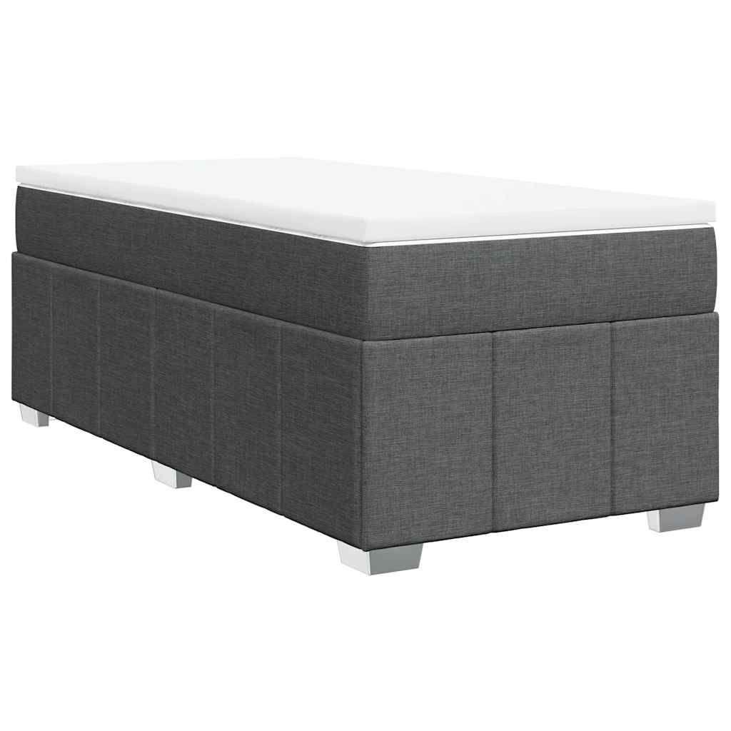 vidaXL Κρεβάτι Boxspring με Στρώμα Σκούρο Γκρι 100x200 εκ. Υφασμάτινο