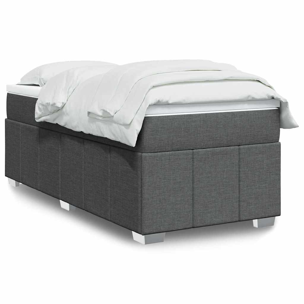 vidaXL Κρεβάτι Boxspring με Στρώμα Σκούρο Γκρι 100x200 εκ. Υφασμάτινο