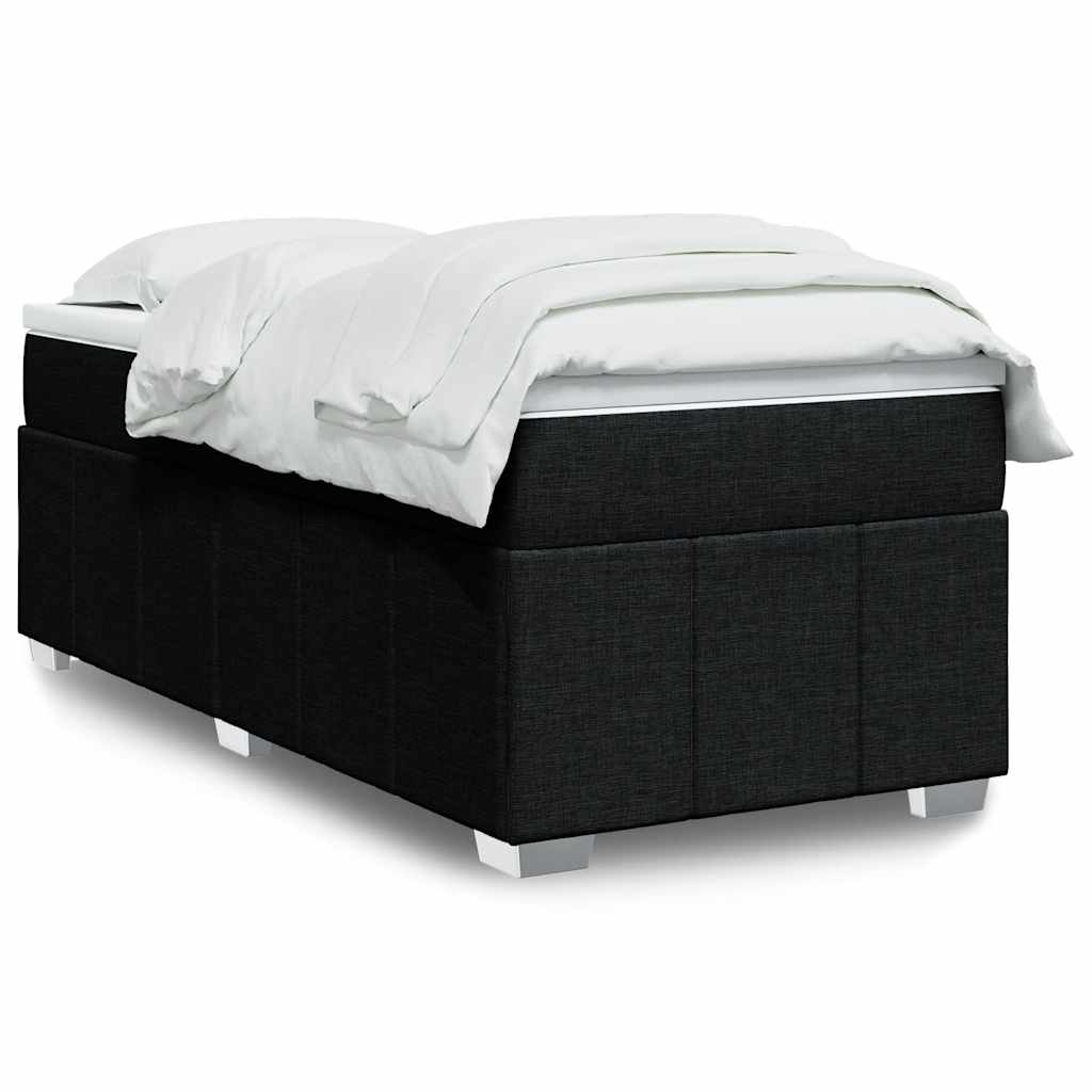 vidaXL Κρεβάτι Boxspring με Στρώμα Μαύρο 100 x 200 εκ. Υφασμάτινο