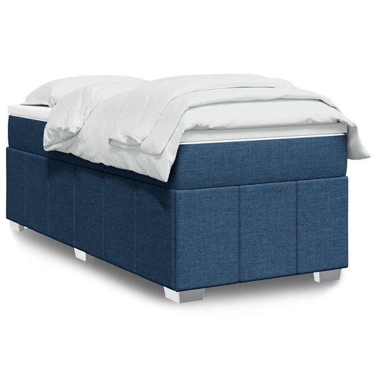 vidaXL Κρεβάτι Boxspring με Στρώμα Μπλε 100 x 200 εκ. Υφασμάτινο