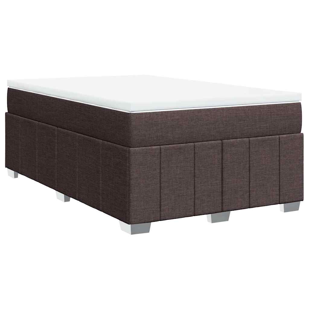 vidaXL Κρεβάτι Boxspring με Στρώμα Σκούρο Καφέ 120x200 εκ. Υφασμάτινο
