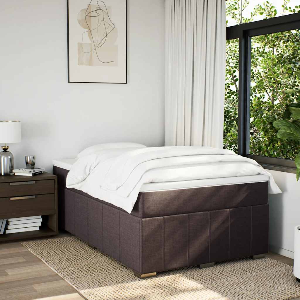 vidaXL Κρεβάτι Boxspring με Στρώμα Σκούρο Καφέ 120x200 εκ. Υφασμάτινο