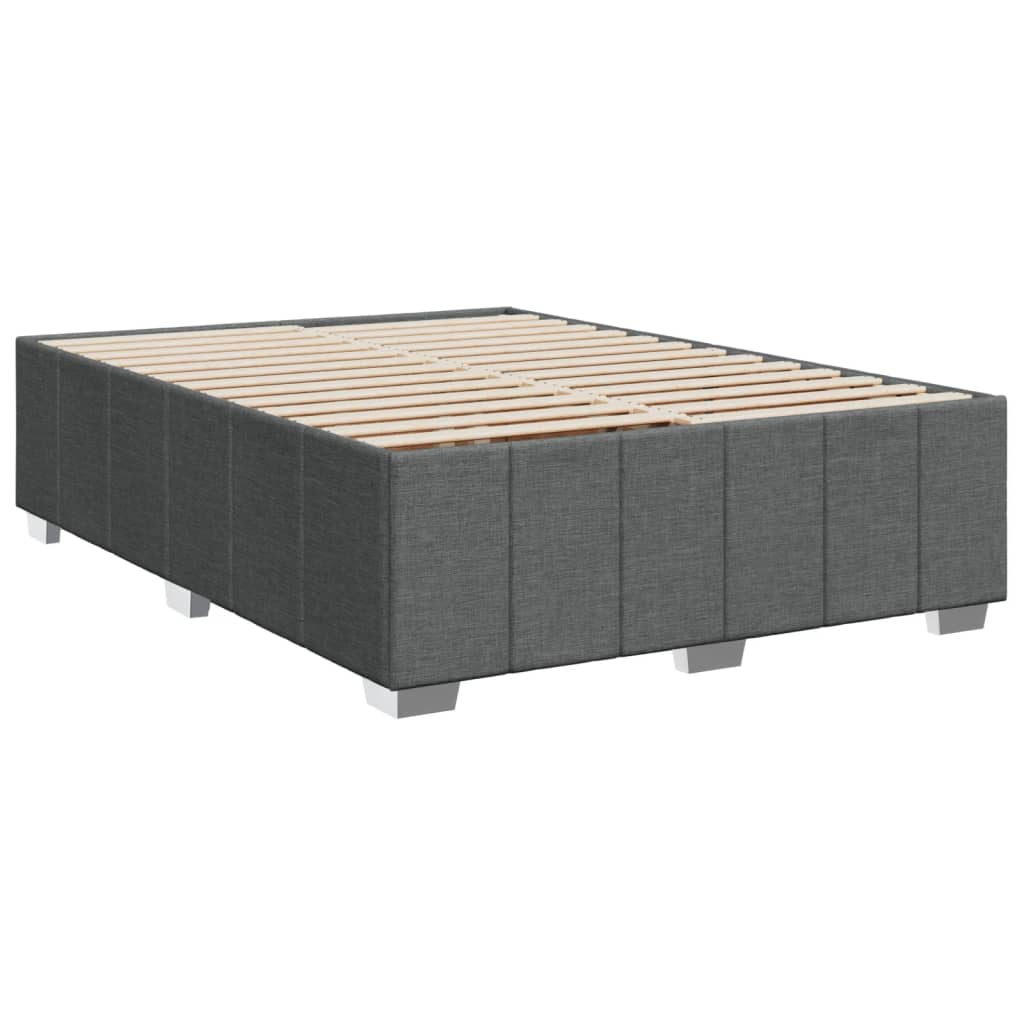 vidaXL Κρεβάτι Boxspring με Στρώμα Σκούρο Γκρι 140x190 εκ. Υφασμάτινο