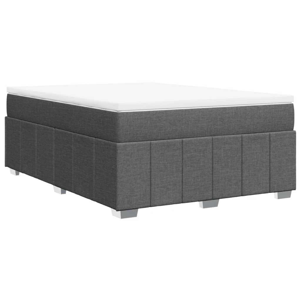 vidaXL Κρεβάτι Boxspring με Στρώμα Σκούρο Γκρι 140x190 εκ. Υφασμάτινο
