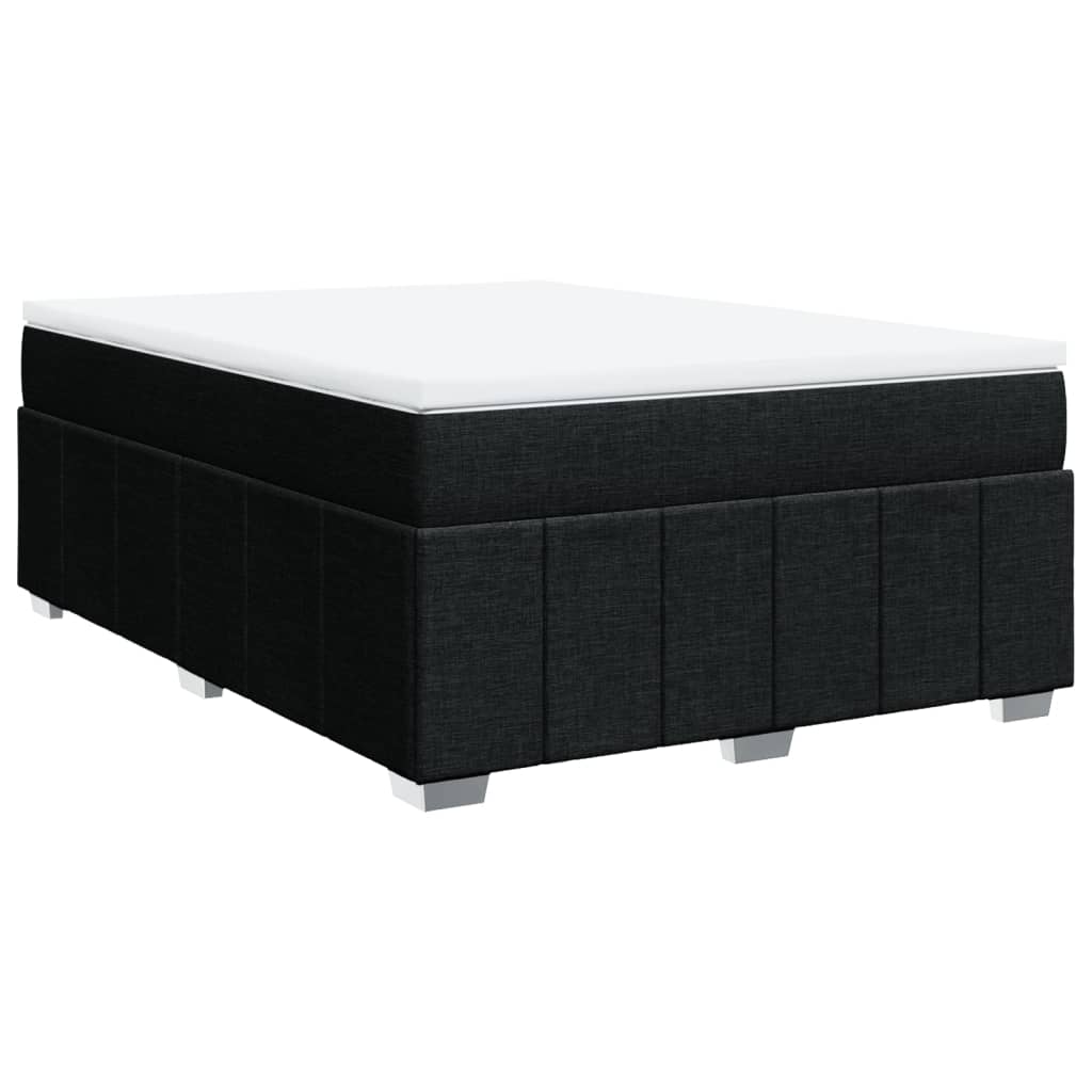 vidaXL Κρεβάτι Boxspring με Στρώμα Μαύρο 140x190 εκ. Υφασμάτινο
