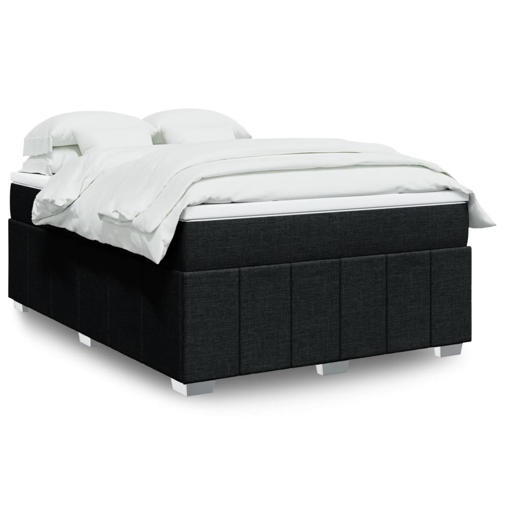 vidaXL Κρεβάτι Boxspring με Στρώμα Μαύρο 140x190 εκ. Υφασμάτινο