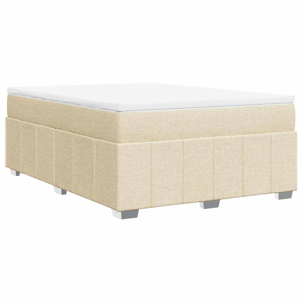 vidaXL Κρεβάτι Boxspring με Στρώμα Κρεμ 140x190 εκ. Υφασμάτινο