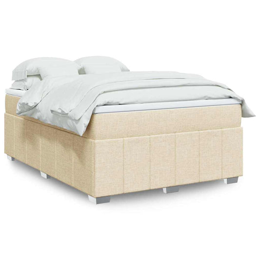 vidaXL Κρεβάτι Boxspring με Στρώμα Κρεμ 140x190 εκ. Υφασμάτινο