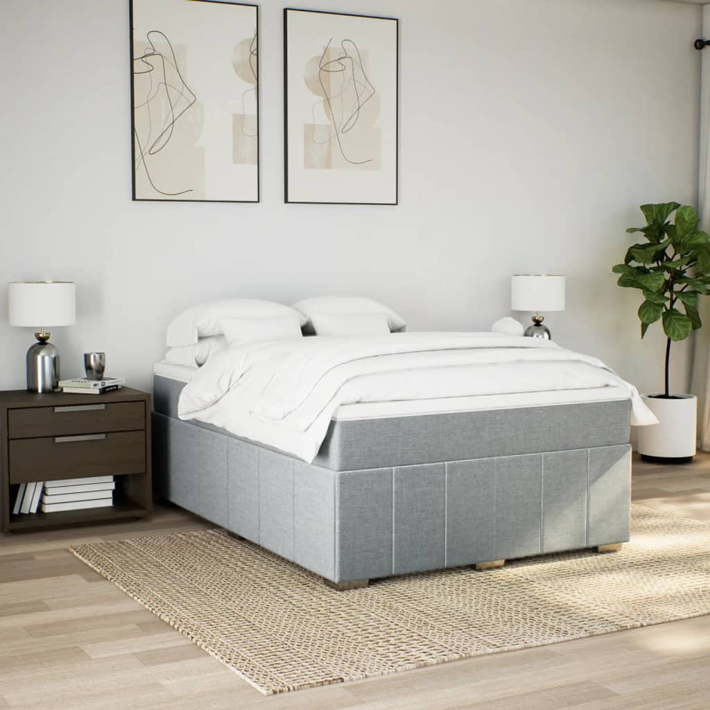vidaXL Κρεβάτι Boxspring με Στρώμα Ανοιχτό Γκρι 140x200 εκ. Υφασμάτινο