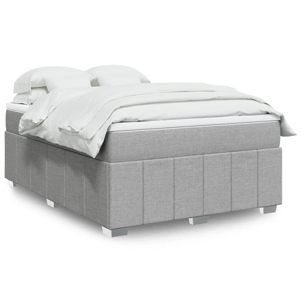 vidaXL Κρεβάτι Boxspring με Στρώμα Ανοιχτό Γκρι 140x200 εκ. Υφασμάτινο