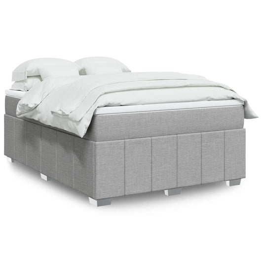 vidaXL Κρεβάτι Boxspring με Στρώμα Ανοιχτό Γκρι 140x200 εκ. Υφασμάτινο