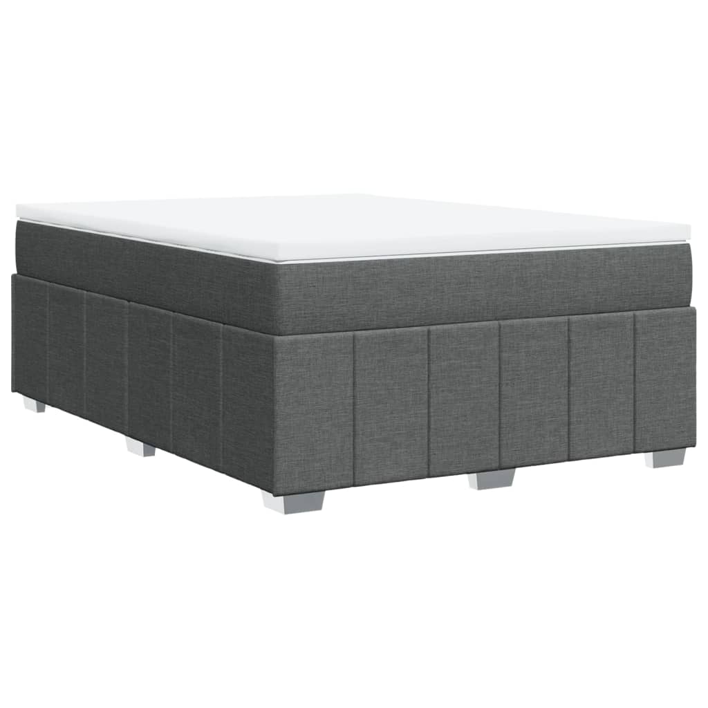 vidaXL Κρεβάτι Boxspring με Στρώμα Σκούρο Γκρι 140x200 εκ Υφασμάτινο
