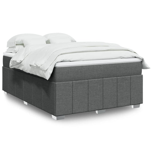 vidaXL Κρεβάτι Boxspring με Στρώμα Σκούρο Γκρι 140x200 εκ Υφασμάτινο
