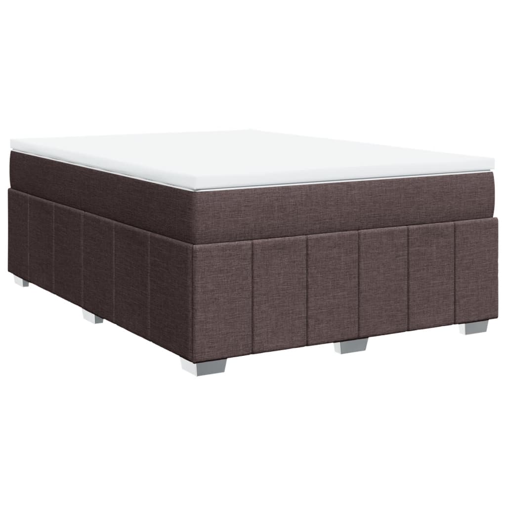 vidaXL Κρεβάτι Boxspring με Στρώμα Σκούρο Καφέ 140x200 εκ Υφασμάτινο