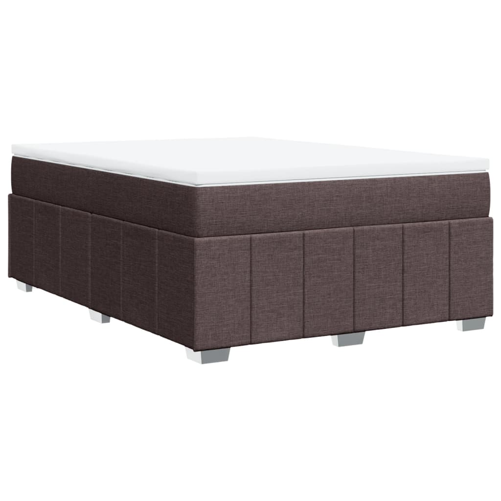 vidaXL Κρεβάτι Boxspring με Στρώμα Σκούρο Καφέ 140x200 εκ Υφασμάτινο