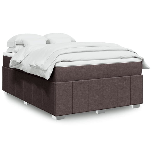 vidaXL Κρεβάτι Boxspring με Στρώμα Σκούρο Καφέ 140x200 εκ Υφασμάτινο