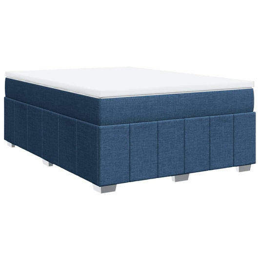 vidaXL Κρεβάτι Boxspring με Στρώμα Μπλε 140x200 εκ. Υφασμάτινο