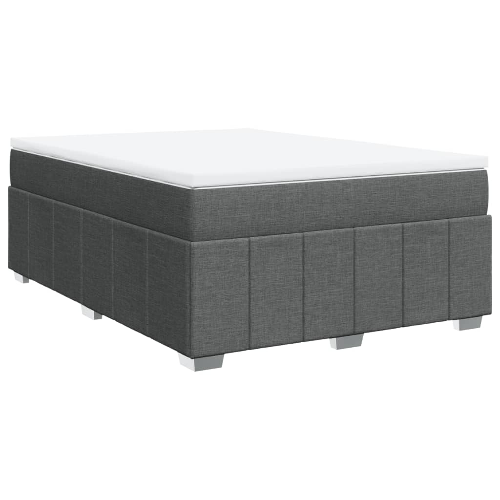 vidaXL Κρεβάτι Boxspring με Στρώμα Σκούρο Γκρι 160x200 εκ Υφασμάτινο