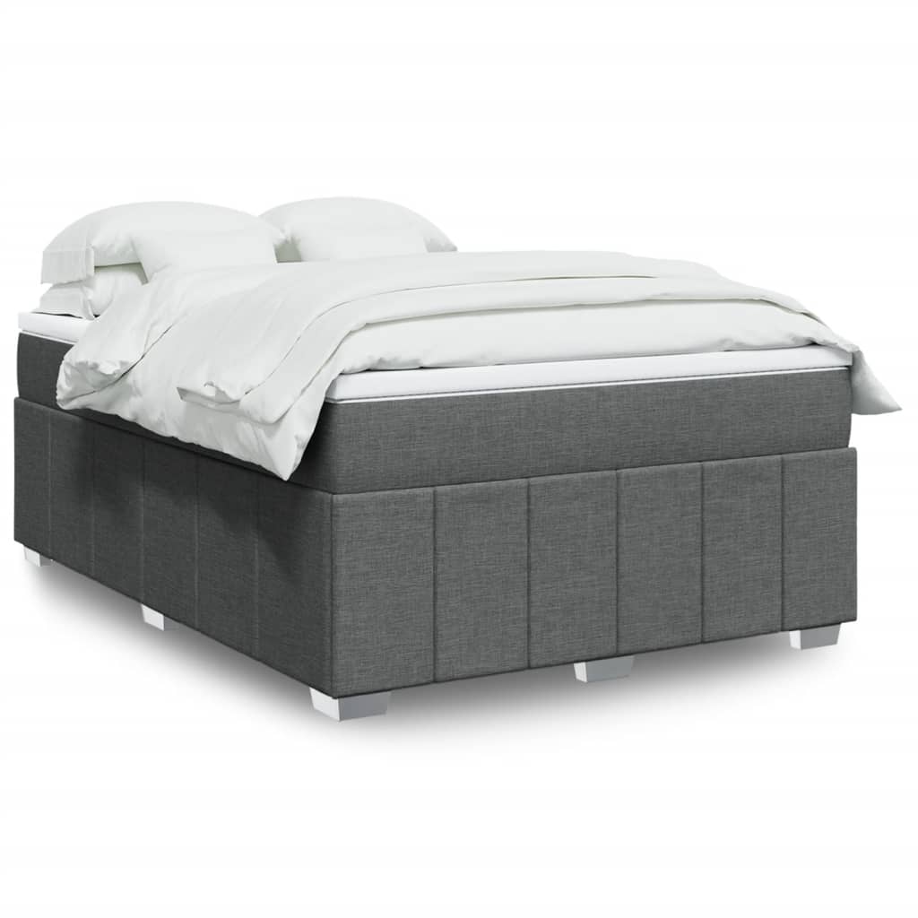 vidaXL Κρεβάτι Boxspring με Στρώμα Σκούρο Γκρι 160x200 εκ Υφασμάτινο
