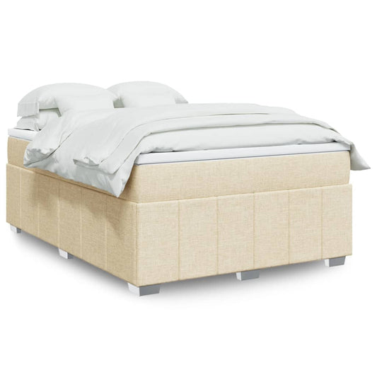 vidaXL Κρεβάτι Boxspring με Στρώμα Κρεμ 160x200 εκ. Υφασμάτινο